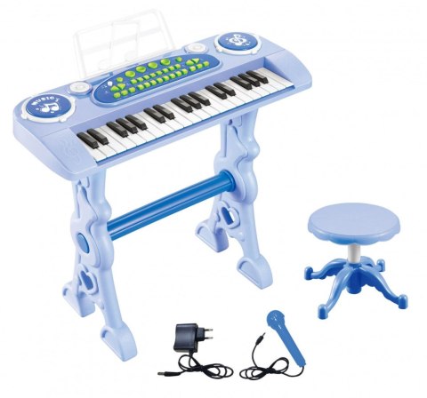 Pianino elektryczne z krzesełkiem niebieskie Lean (23405)