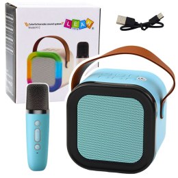 Mikrofon zabawkowy Zestaw Karaoke Głośnik Mikrofon Bezprzewodowy K12 RGB Bluetooth Niebieski Lean (24549)