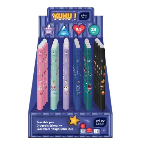 Długopis wymazywalny YUHU z gripem wkład niebieski 0,7mm Interdruk (żelowy)