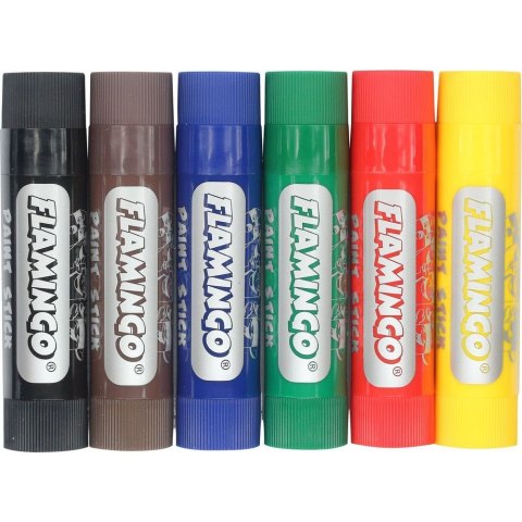 Farby plakatowe wykręcane, w sztyfcie kolor: mix 6 kolor. Flamingo (FS6R)