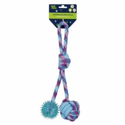 Gadżet Zabawka dla psa Szarpak 34 cm z piłką 2 stronny niebieski Trik Roll (560703)