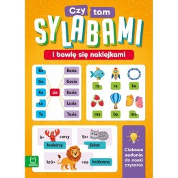 Książka dla dzieci Czytam sylabami i bawię się naklejkami. Ciekawe zadania do nauki czytania Aksjomat