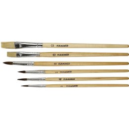 Pędzel drewniany uchwyt zestaw 6 szt. Flamingo (PS-02)