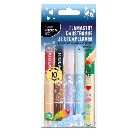 Flamaster Dwustronne ze stempelkami 10 kol. Kidea (DFSZK10KKA)