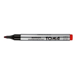 Marker permanentny czerwony wkład czerwony 1,5-3,00mm okrągła końcówka Toma (To-090)