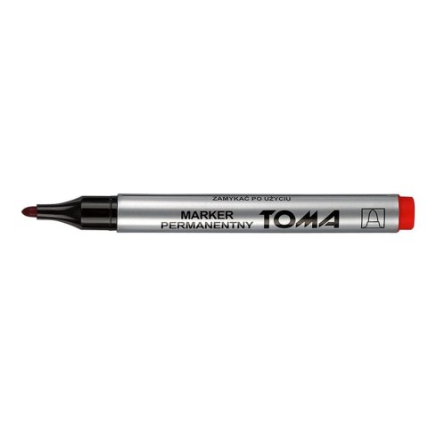 Marker permanentny czerwony wkład czerwony 1,5-3,00mm okrągła końcówka Toma (To-090)