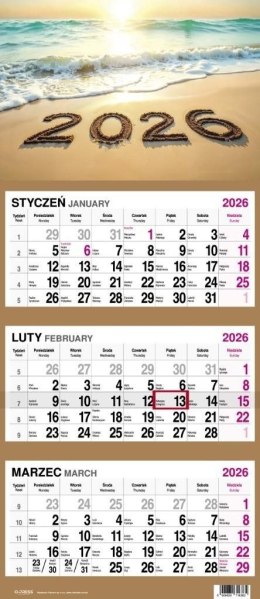 Kalendarz ścienny PLAŻA 310mm x 790mm Press
