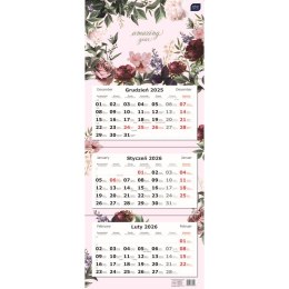 Kalendarz ścienny TRÓJDZIELNY 825mm x 340mm Interdruk (KWIATY)