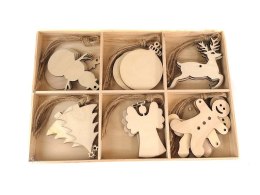 Ozdoba świąteczna zestaw zawieszek na choinkę drewniane One Dollar (366749)