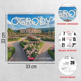 Kalendarz ścienny ogrody 33x33 330mm x 330mm Press