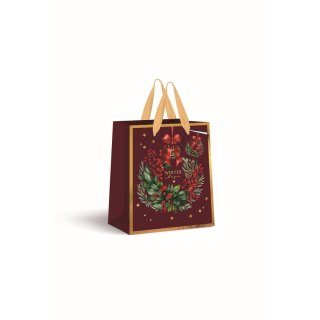 Torba prezentowa BURGUNDY BOŻE NARODZENIE [mm:] 265x330x 130 Interdruk (190G)