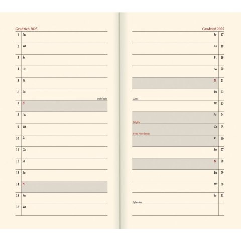 Kalendarz książkowy (terminarz) mix vivella kieszonkowy A6 Lucrum (11T)