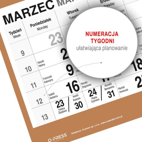 Kalendarz ścienny PLAŻA 310mm x 790mm Press