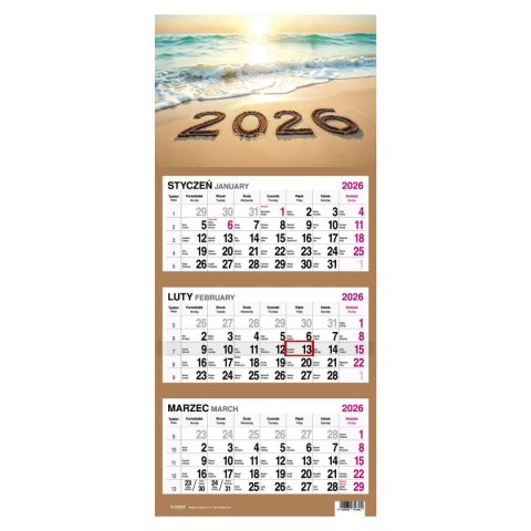 Kalendarz ścienny PLAŻA 310mm x 790mm Press