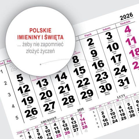 Kalendarz ścienny na lodówkę z magnesem 137mm x 210mm Press (MILUSIŃSCY)
