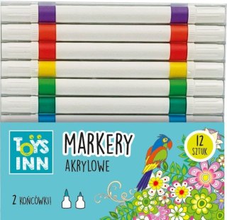 Marker specjalistyczny akrylowe 2 końcówki 12 szt. wkład mix okrągła końcówka Stnux (STN9162)