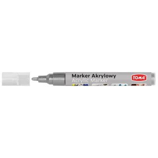 Marker specjalistyczny akrylowy-srebrny wkład srebrny 2,5mm okrągła końcówka Toma (TO-402)