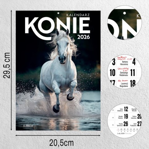 Kalendarz ścienny A4 KONIE A4 Press (5904830713398)