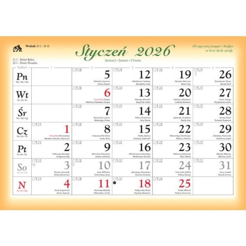 Kalendarz ścienny Kwiaty ozdobne rodzinny 2026 280mm x 200mm Lucrum (WL02)