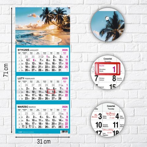 Kalendarz ścienny PALMY 310mm x 790mm Press