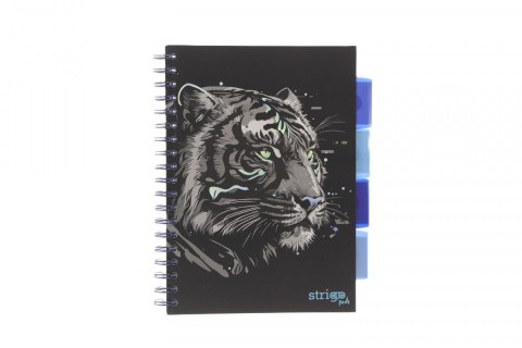 Kołozeszyt (kołonotatnik) ANIMALS czarny TYGRYS B5 100k. 80g KRATKA Strigo (PADS024)