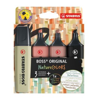 Zakreślacz BOSS NATURAL COLORS kpl 4 szt 4006381603126 wkład mix 2,0-5,0mm Stabilo (70/4-2-3)