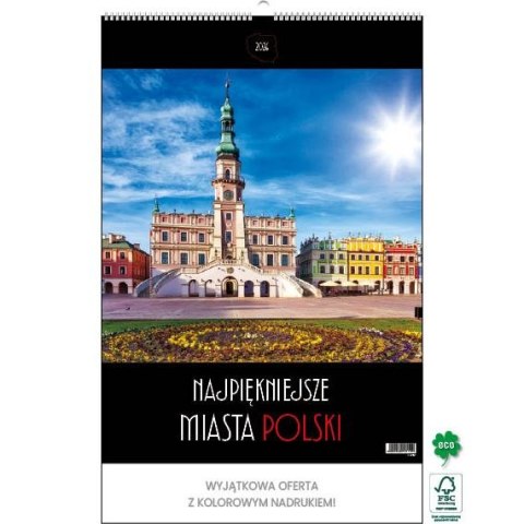 Kalendarz ścienny NAJ.MIASTA POLSKI 13 planszowe 315mm x 500mm Jotan (WP 119)