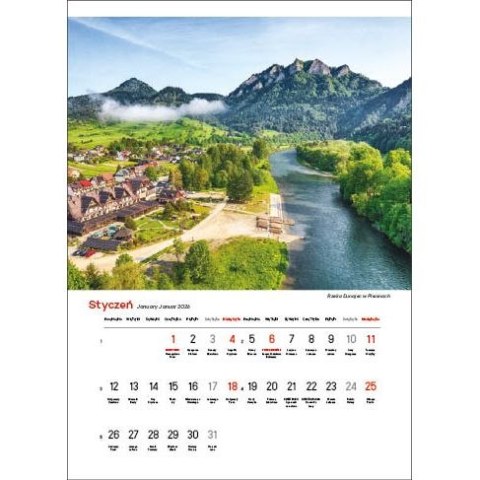 Kalendarz ścienny NAJPIĘKNIEJSZE RZEKI POLSKI 13 planszowe A3 330mm x 500mm Jotan (WP123)
