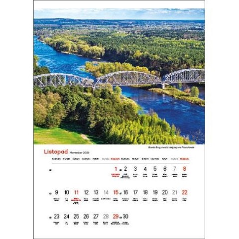 Kalendarz ścienny NAJPIĘKNIEJSZE RZEKI POLSKI 13 planszowe A3 330mm x 500mm Jotan (WP123)