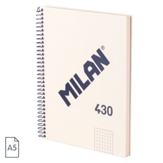 Kołozeszyt (kołonotatnik) beżowy A5 80k. 95g kratka Milan (57153E80SNCBG)