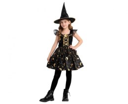 Kostium Zestaw dla dzieci Czarna Czarownica ( sukienka, kapelusz), rozm. 130/140 cm Godan (SL-CA13)