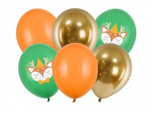 Balon gumowy jelonek mix 6szt. mix 300mm Partydeco (SB14P-317-000-6)