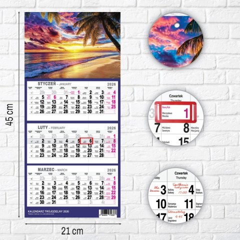 Kalendarz ścienny PLAŻA A4 210mm x 450mm Press