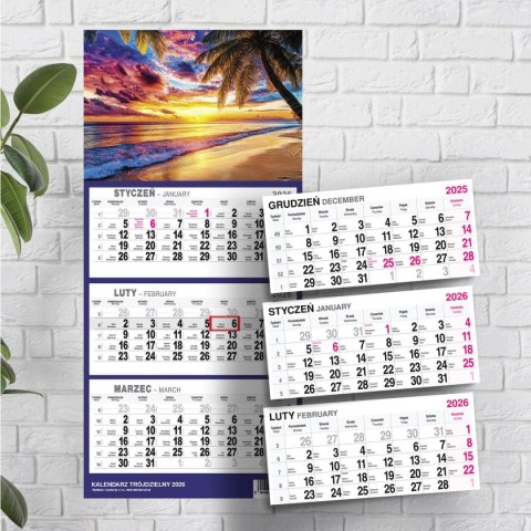 Kalendarz ścienny PLAŻA A4 210mm x 450mm Press