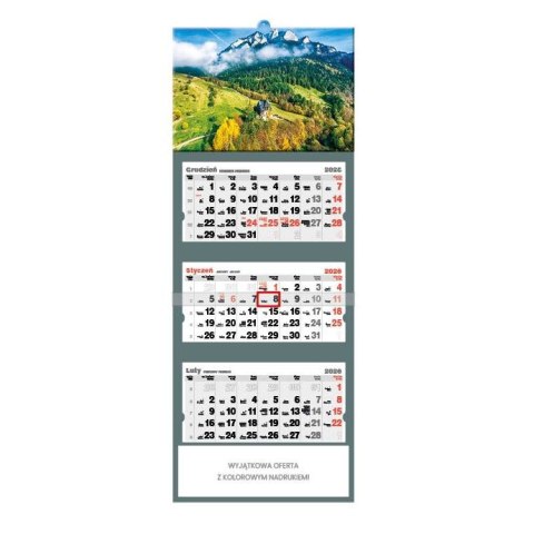 Kalendarz ścienny TRZY KORONY trójdzielne 320mm x 855mm Jotan (t57)