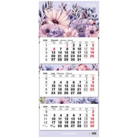 Kalendarz ścienny trójdzielny 310mm x 710mm Top (400204171)