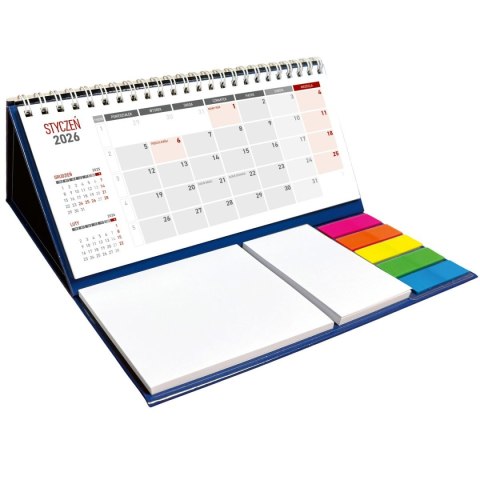 Kalendarz biurkowy miesięczny MAXI biurkowy z notesem, spiralowany 315mm x 192mm Wydawnictwo Wokół Nas (KB 054 B granatowy)