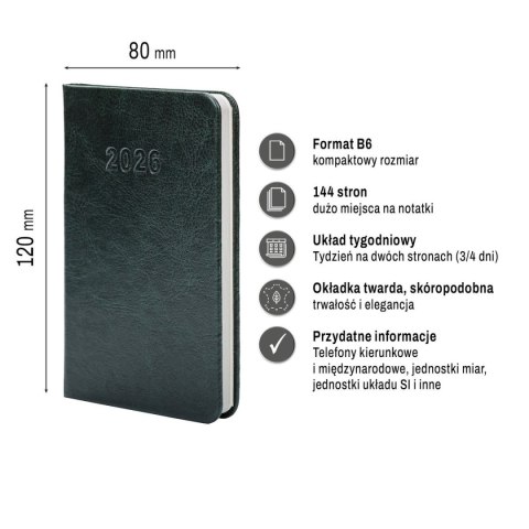 Kalendarz książkowy (terminarz) Premium Lux B7 Press (tygodniowy)