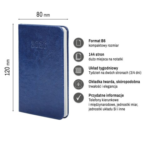 Kalendarz książkowy (terminarz) Premium Lux B7 Press (tygodniowy)