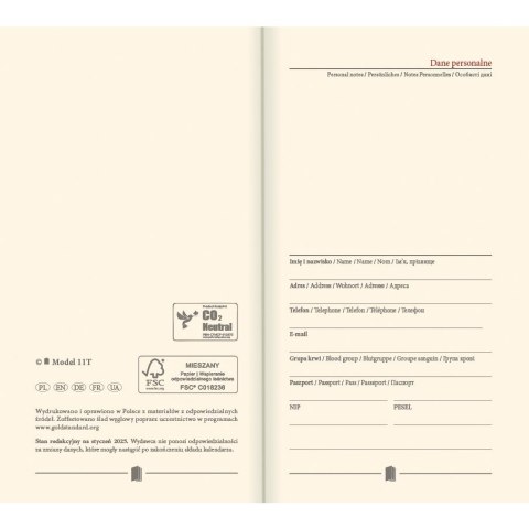 Kalendarz książkowy (terminarz) złoty A6 Lucrum (TR złoty)