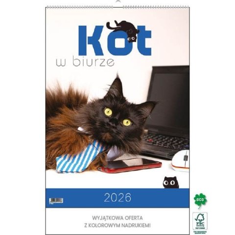 Kalendarz ścienny KOT W BIURZE WIELOPLANSZOWY A3 Jotan (WP136)