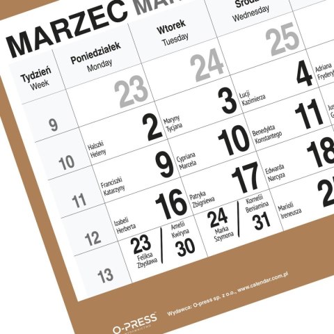 Kalendarz ścienny PIES A5 210mm x 450mm Press