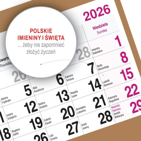 Kalendarz ścienny PIES A5 210mm x 450mm Press