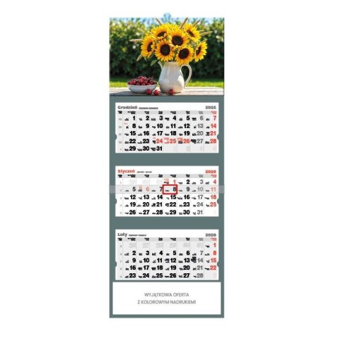 Kalendarz ścienny słoneczniki trójdzielne 320mm x 855mm Jotan (t52)