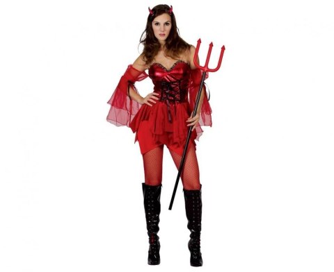 Kostium Zestaw dla dorosłych Grzeszna Diablica (sukienka z rękawami, rogi ), rozm. S Godan (SL-DBLS)