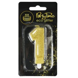 Świeczka urodzinowa eko brokat złota cyfra 1 Arpex (DS0895ZLO-1-0987)