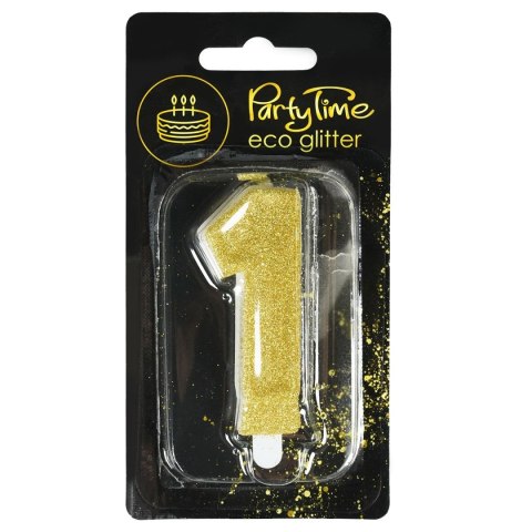 Świeczka urodzinowa eko brokat złota cyfra 1 Arpex (DS0895ZLO-1-0987)