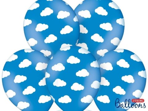 Balon gumowy CHMURKI 6 szt niebiesko-biały 300mm Partydeco (SB14P-230-00)