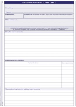 Druk offsetowy Kwestionariusz osobowy dla osoby ubiegającej się o zatrudnienie A4 40k. Michalczyk i Prokop (504-B1)
