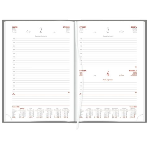 Kalendarz książkowy (terminarz) SREBRNY aluminium DZIENNY B5 (237 B5DB)
